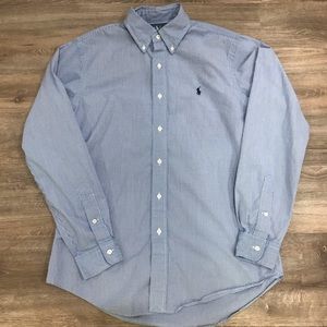 Ralph Lauren Blue and White Checked Dress Shirt